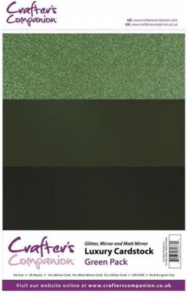 Crafters Companion Luxury Cardstock Green Pack A4